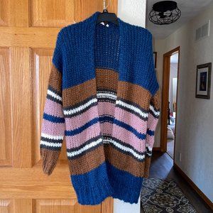 Maurices Chunky Long Sweater sz S M Blue Brown Gray Pink